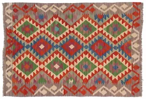 Afghan Maimana Kelim Teppich 80x120 Handgewebt Bunt Geometrisch Handarbeit 24 - Bild 1 von 4