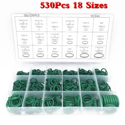 O-ring Seals For Car A/C Air Conditioning Compressor Repair Kit 18 Sizes 530Pcs - Image 1 of 4