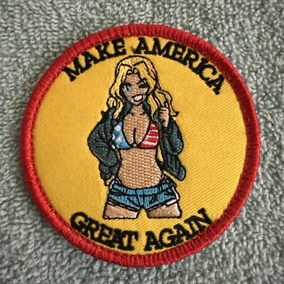 LONEWOLF1852 MAGA USA SEXY ANIME GIRL 3x3 Embroidered Morale Patch Hook Backing Brand New