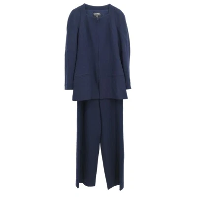 Chanel Setup Jacket Pants Navy 97A #38 #40 124266 - Image 1 of 4