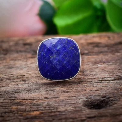 Delizioso Lapislazzuli Gemma 925 Argento Sterling Handmade Anello Love per Lei - Immagine 1 di 4