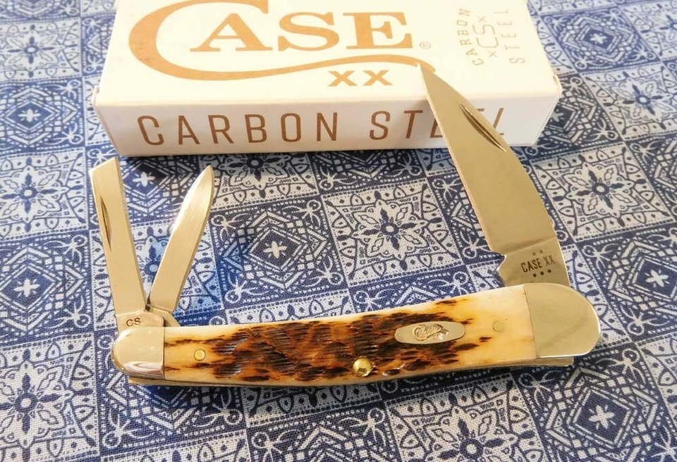 Cuchillo/cuchillos CASE XX nuevo 30094 ámbar hueso jigged 3 hojas CS Seahorse Whittler Foto 1 de 1