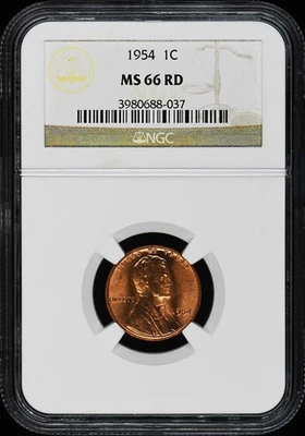 1954 Wheat Reverse Lincoln Cent 1C NGC MS66RD - Image 1 of 4