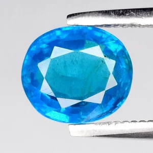 π 1.08ct 6.5x5.7mm Oval Natural Blue Apatite - Unheated, Madagascar Gemstone - Picture 1 of 4