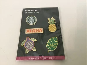 NUEVO Prendedores Esmaltados Starbucks COLECCIÓN HAWAII ~ Monstera, Tortuga, Aloha, Piña - Imagen 1 de 3