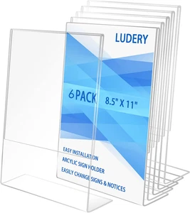 8.5X11 Inches Acrylic Sign Slant Back Holder, Plastic Display Stand,Brochure Hol - Picture 1 of 12