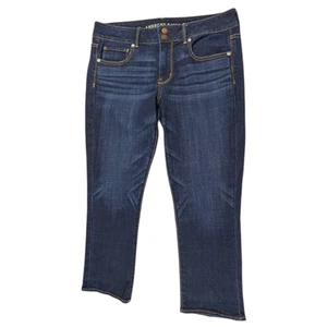 American Eagle Stretch Künstler kurze Denim Jeans Damen 12 dunkle Waschung blaue Hose AE - Bild 1 von 8