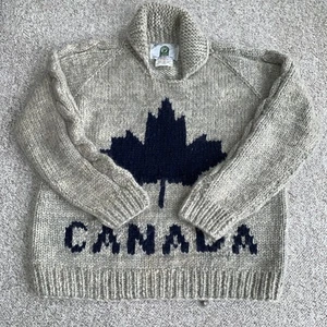 Vtg Canadian Sweater Company Wool Chunky Hand Knit- Knotted CANADA Sweater L - Picture 1 of 10