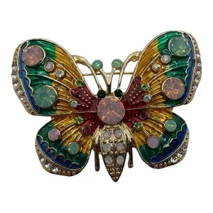 Vintage Style Colorful Butterfly Brooch – Multicolor Enamel & Rhinestone Pin - Bild 1 von 6