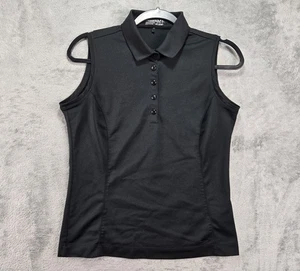 Nike Dri-FIT Sleeveless Golf Polo Shirt 5 button Women's Medium (8-10) Black - Picture 1 of 23