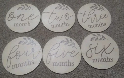 Nuevos Discos de Madera Unisex Bebé Mensual Hito, 6 Piezas, ¡Perfecto Estado! Foto 1 de 4