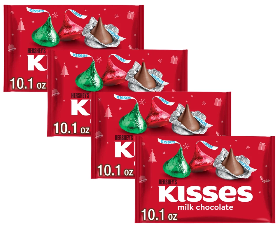 Caramelo de Navidad Hershey's Kisses chocolate con leche, bolsa 10,1 oz (paquete de 4) Foto 1 de 1
