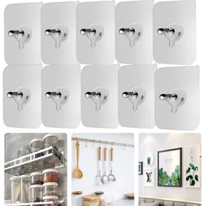 10x Wall Hanging Seamless Nails Screw Stickers Punch-Free Wall Hooks for Photos - Picture 1 of 12