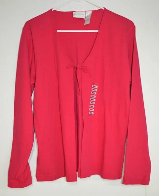 Liz Claiborne Womens Dark Pink Cardigan Tie Front Cotton Blend Small NWT - Image 1 of 4