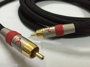 New Ethereal High End 24K GOLD Single RCA Sub woofer Cable 4m RED - Picture 1 of 2