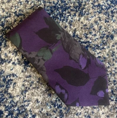 Corbata Ralph Lauren Etiqueta Púrpura Verde Negro Gris Floral Seda Italia Foto 1 de 4