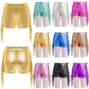 Kids Girls Bottoms Club Short Pants Carnival Boyshorts Dance Shorts Metallic - Picture 1 of 60
