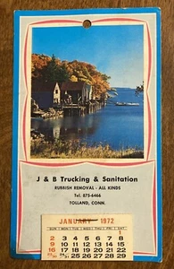Mini calendario publicitario J&B Trucking & Sanitation Tolland Connecticut 1972 - Imagen 1 de 18