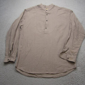 Vintage Wah Maker Shirt Mens Medium Brown Geometric Popover Western Band Collar