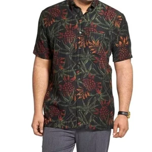 Big & Tall Van Heusen Air Button-Down Shirt Mens Sz XLT Black Floral Print Ss - Picture 1 of 5