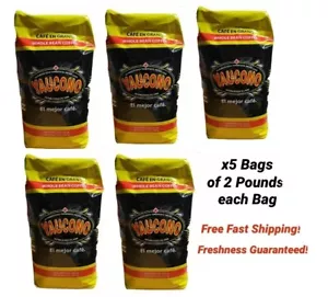 CAFE YAUCONO, MEDIUM ROAST WHOLE BEAN COFFEE 5 Bags 10 Lbs. Total - Picture 1 of 7