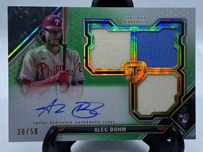 2021 Topps Triple Threads Emerald /50 Alec Bohm Rookie Auto Phillies - Image 1 of 3