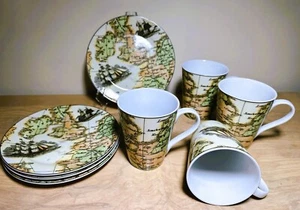 RARE 4 Mug & Plate Sets by L Godinger "THE PILGRIMS" - and where they came from - Picture 1 of 4