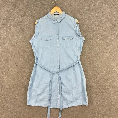 Cotton On Dress Womens Large Blue Sleeveless Snap Button Belt 17708 - image 1 of 4