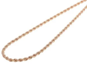 Herren & Damen echte 10K Roségold Hohlseilkette 3 MM18-28 Zoll - Bild 1 von 6