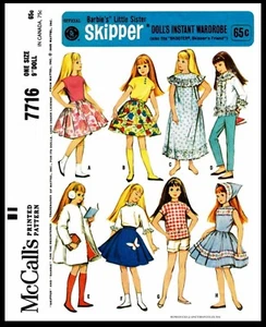 #7716 McCall's SKIPPER Fashion Doll Garments Fabric Sewing Pattern Barbies Sis  - Picture 1 of 2