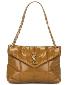 SAINT LAURENT Puffer Loulou Medium $3550 Tabac/Brown Leather Shoulder Bag New - Picture 1 of 6