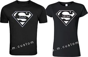 Super Papa Super Mama Liebe Vatertag Paar passende lustige süße T-Shirts - Bild 1 von 4
