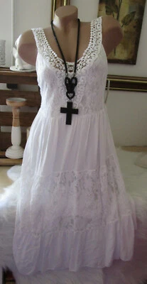 Italy Häkel Spitze Kleid Träger Blogger Sommer Hippie Weiß IBIZA 36 38 40 - Bild 1 von 4