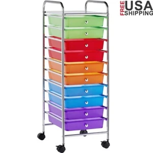 10 Drawer Storage Cart W/ Lockable Wheels Rolling Trolley Organizer Utility New - Picture 1 of 10