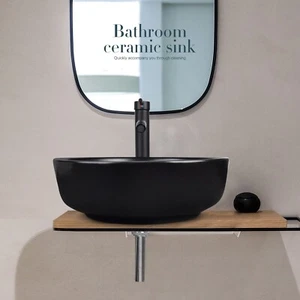 Grifo combo fregadero de recipiente de baño con drenaje emergente negro - Imagen 1 de 9