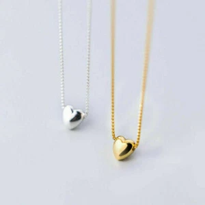 3D Herz Halskette mit Anhänger 925 Sterling Silber Kette Schmuck A2417 - Bild 1 von 7