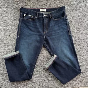 M&S Autograph Japanese Selvedge Jeans Mens W35 L31 Indigo Denim Slim Fit Stretch - Picture 1 of 11
