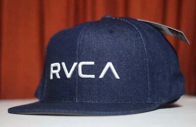 New Rvca Twil Classic Logo Embroidery Navy MID FIT Mens Snapback Hat RHTRVC-70 - Image 1 of 4