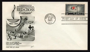 USA, SCOTT # 1239, FLEETWOOD FDC COVER OF 1963 INTERNATIONAL RED CROSS - Picture 1 of 1