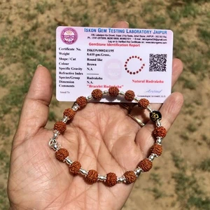 2 X LAB CERTIFIED Natural RUDRAKSHA Rudraksh Bracelet 925 sterling silver 8"+ - Picture 1 of 4