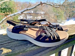 HOTTER Maisie Truffle Multi Shade Strappy Leather Sandals Womens Shoes Sz 6 👣b7 - Picture 1 of 9