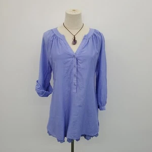 Soft Surroundings Purple Lace Trim Silk Blend Popover Blouse Top Size XS Petite - Picture 1 of 16