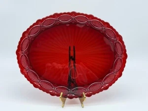 Large Vintage Avon Ruby Red Cape Cod 13-1/2 X 10-3/4 Oval Serving Platter Tray - Picture 1 of 5