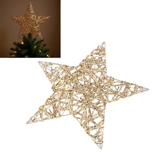 Gold Stern Weihnachtsdeko elegant Metalldraht 5 Punkt Stern Ornament für Weihnachtsbaum - Bild 1 von 14