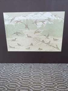 Vtg Gwen Frostic Woodblock Print Ducks In Flight & Water Matted 20.5”x16.5" - Picture 1 of 8