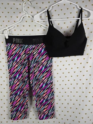Victorias Secret Rosa Lote Leggings Sujetador Deportivo Tank Crop Pequeño Foto 1 de 4