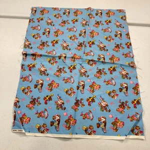 vintage fabric cotton blue bears abc 18x44 - Picture 1 of 7