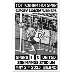 Tottenham Hotspur Europa League Winners Poster Featuring Van de Ven - Picture 1 of 3