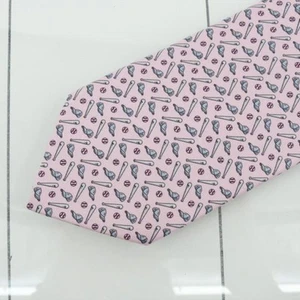 HERMES Tie silk 100% all-over pattern Baseball equipment made in France 515 - Picture 1 of 3