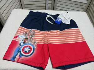 Marvel Captain America Boys Swim Shorts Size S Pull On Drawstring UPF 50+ Liner - Picture 1 of 12